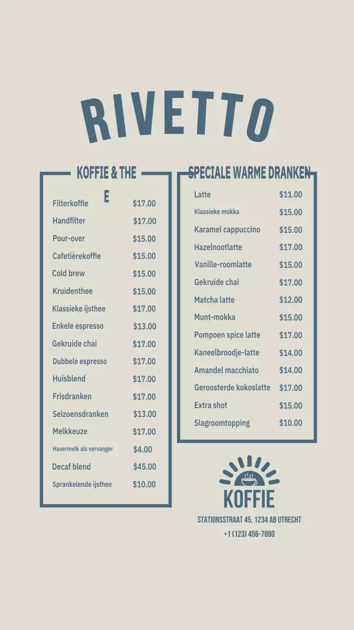 Beige Minimalistisch Café Menu Instagram-bericht