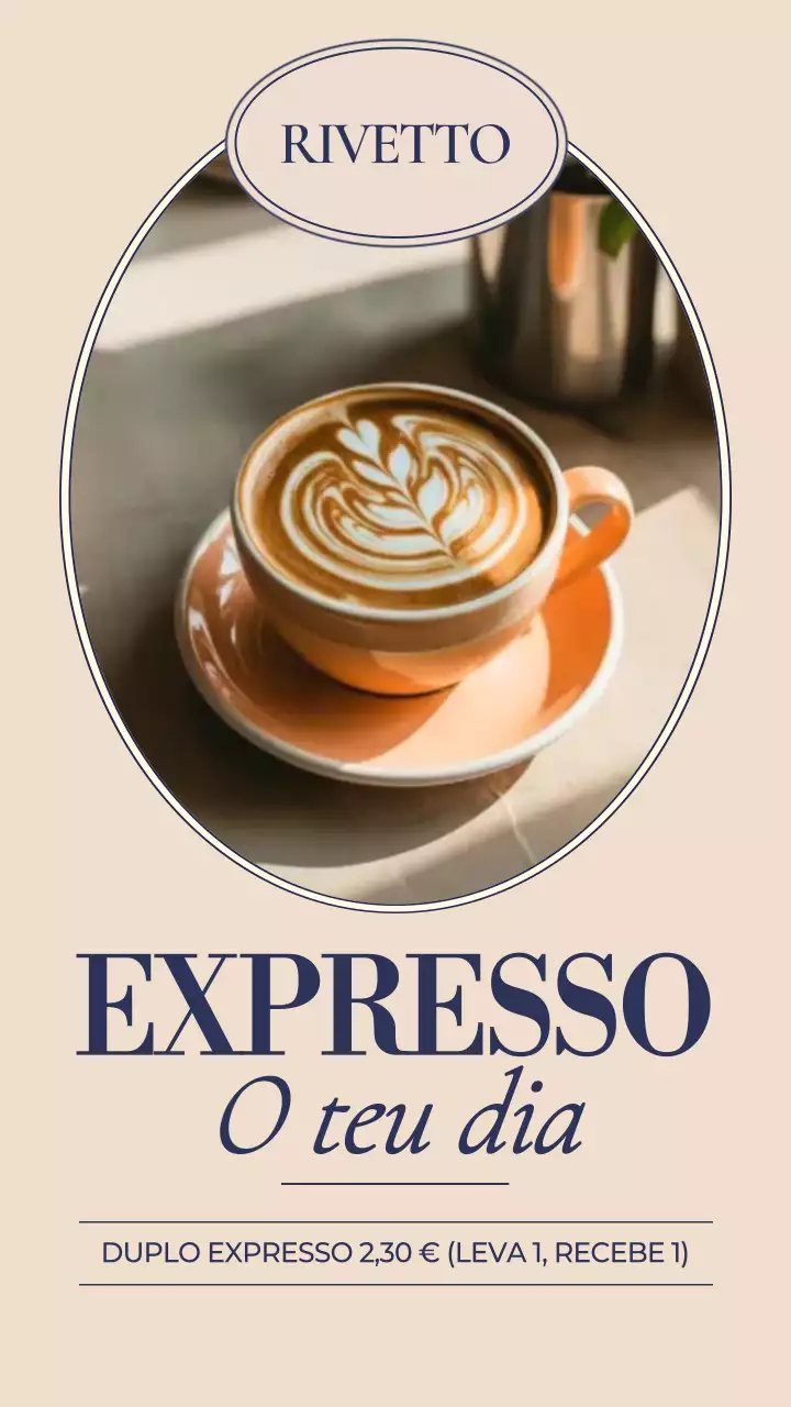 História do Instagram de promoção do Bege Modern Cafe