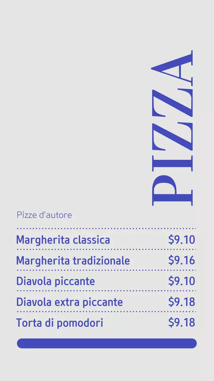 Post Instagram del menu Blue Modern Pizza