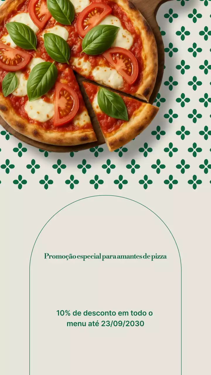 Publicação de pizza moderna bege no Instagram