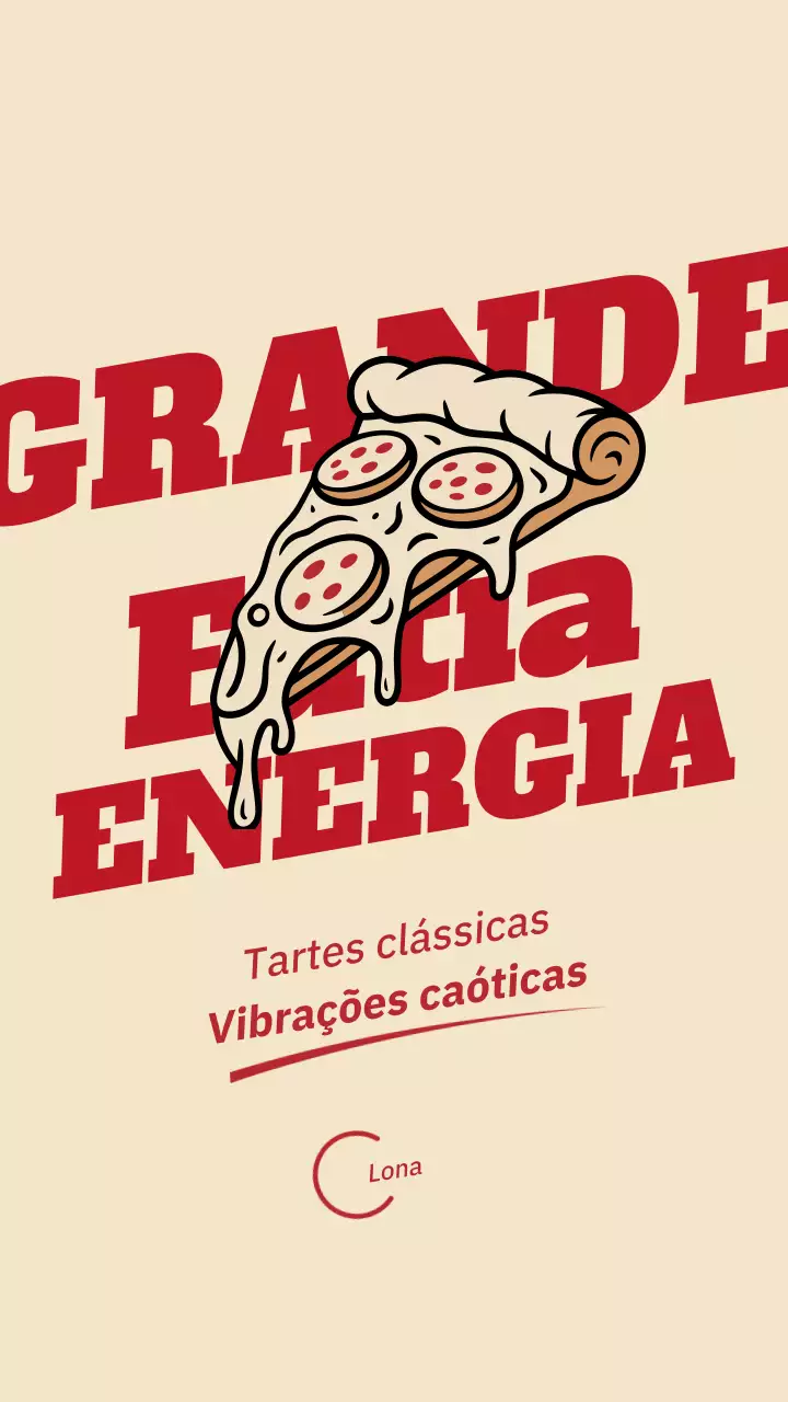Publicação de pizza retrô vermelha no Instagram