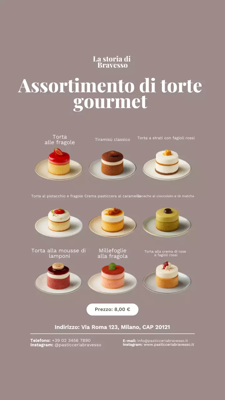 Menù della torta elegante marrone