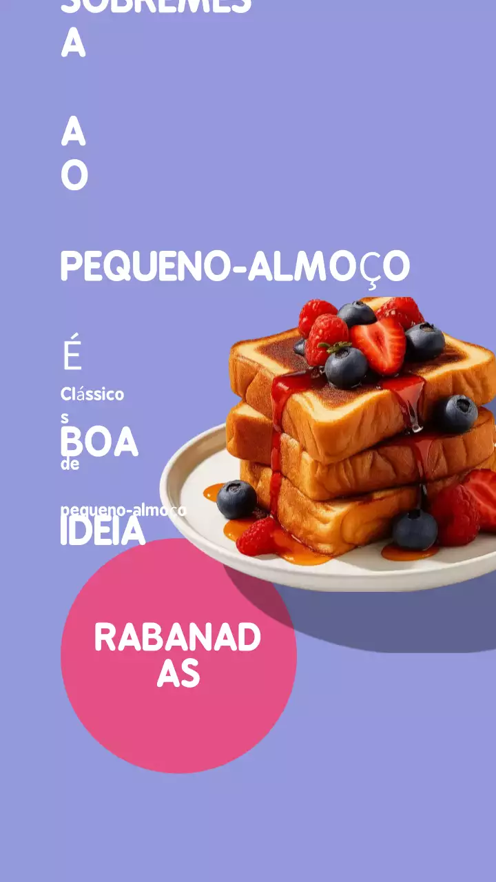 Publicação no Instagram sobre café da manhã moderno em roxo