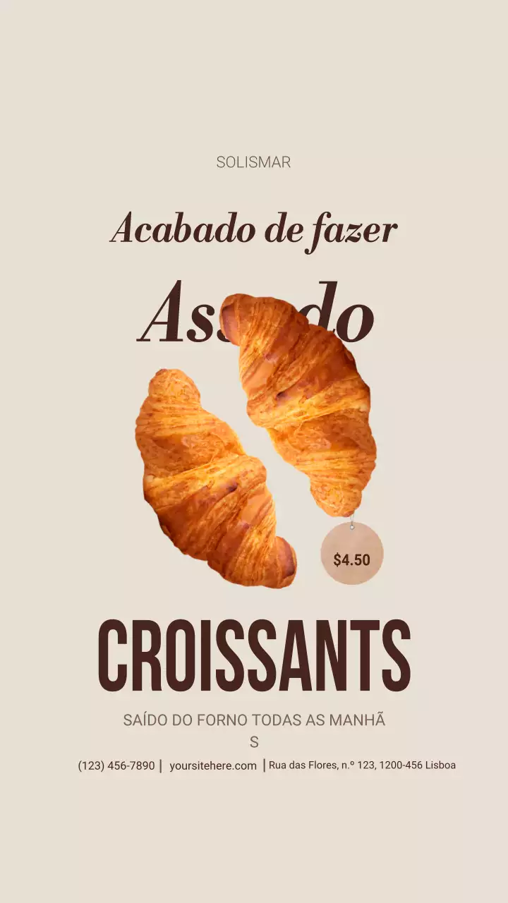 Publicação no Instagram de uma padaria minimalista bege