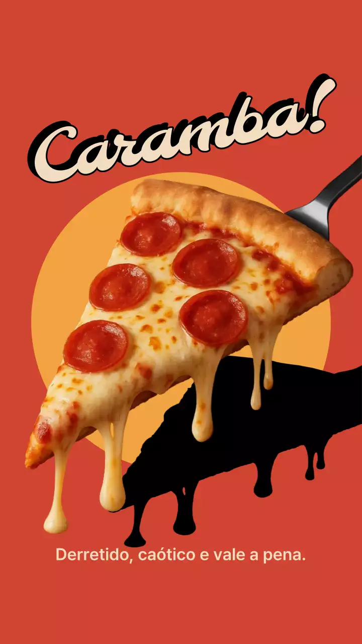 Publicação de pizza retrô vermelha no Instagram