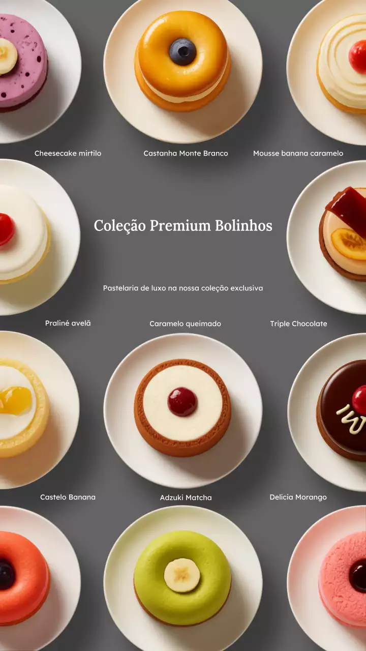 Postagem no Instagram da coleção de sobremesas elegantes