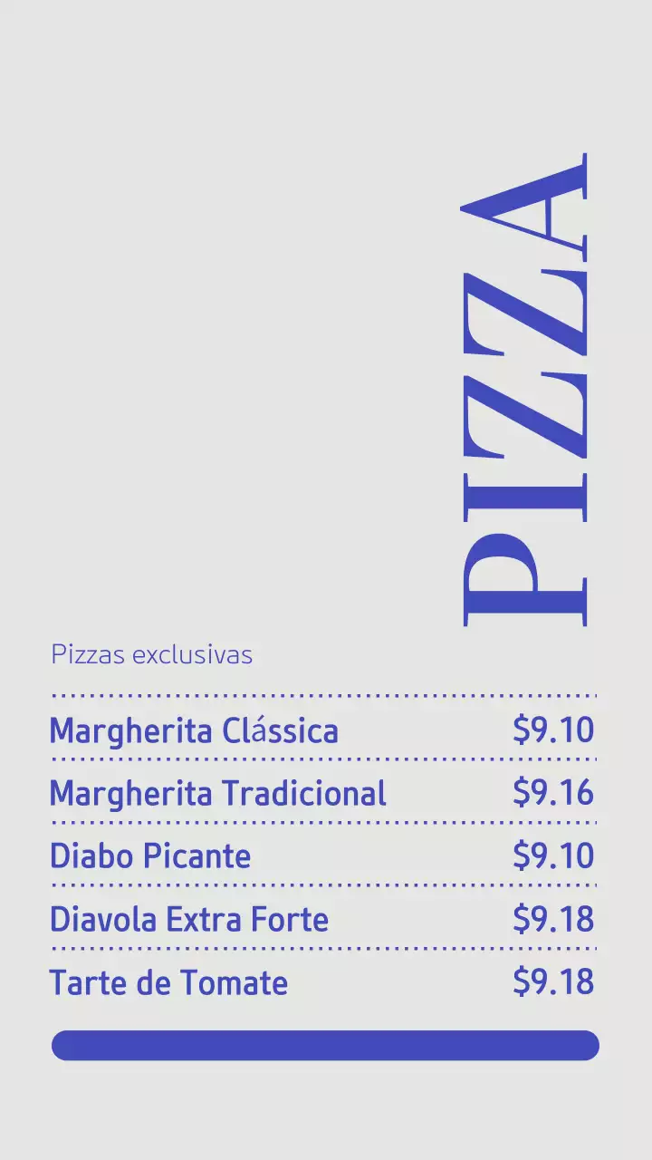 Postagem no Instagram do cardápio da Blue Modern Pizza
