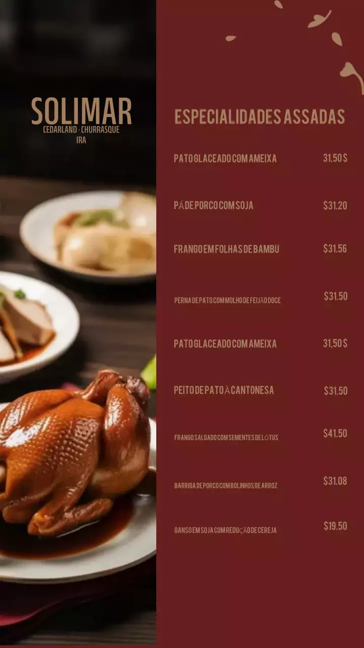 História do Instagram do cardápio de comida elegante marrom