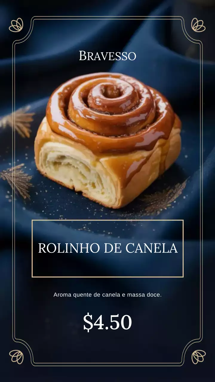 Publicação elegante de anúncio de rolo de canela no Instagram