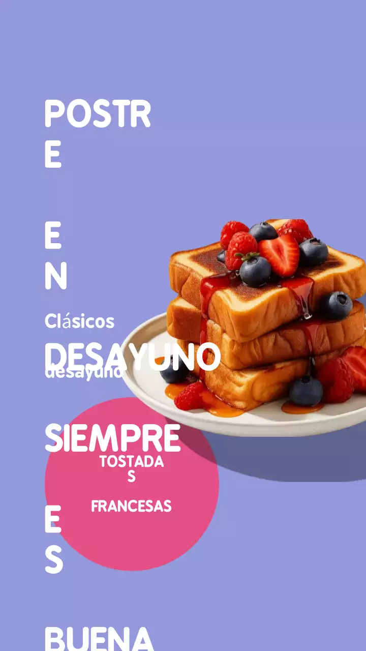Publicación de Instagram del anuncio del desayuno moderno morado