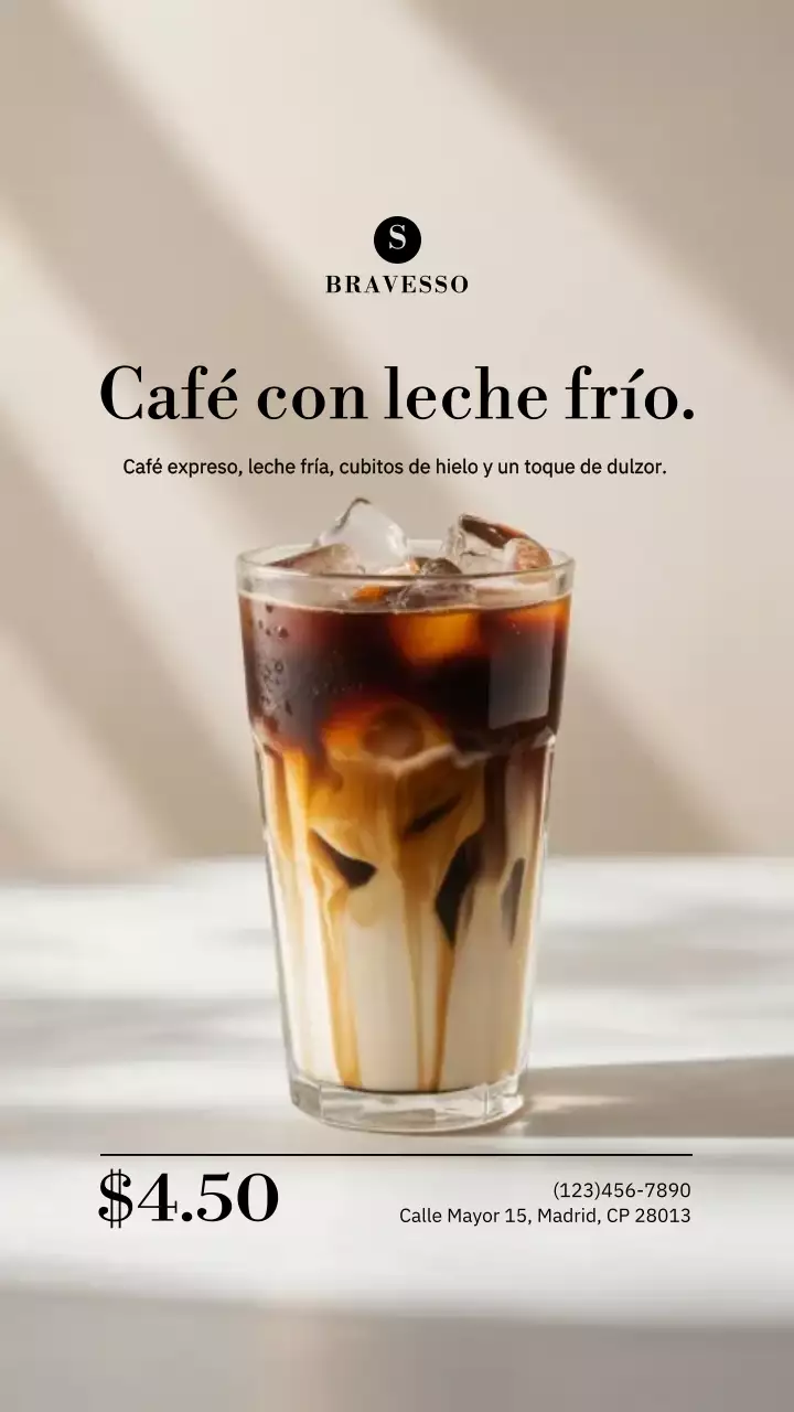 Publicación de Instagram para promocionar un café moderno beige