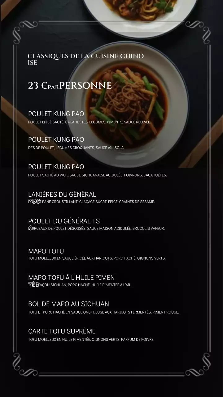 Histoire Instagram d'un menu chinois élégant et noir