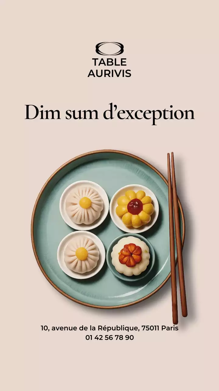 Menu élégant de dim sum beige sur Instagram