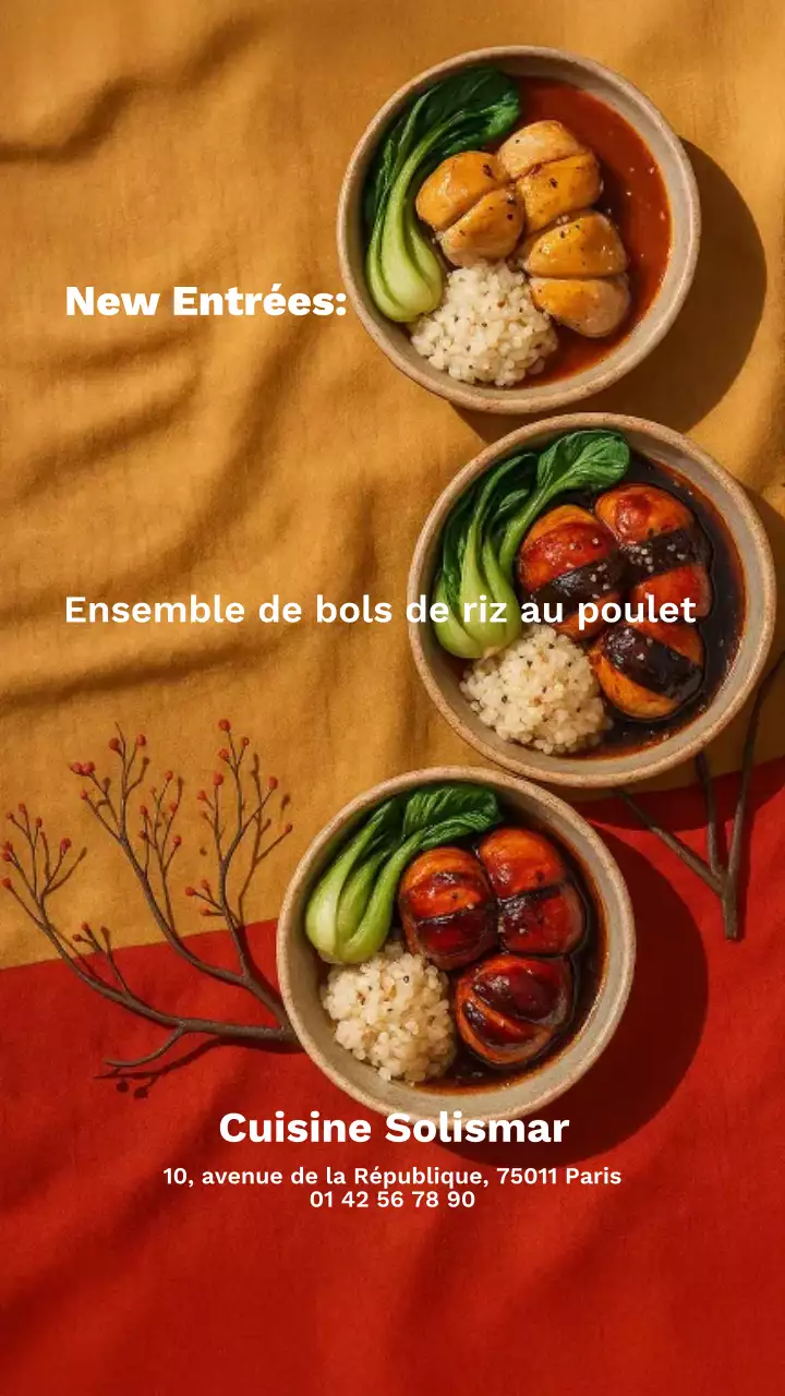 Menu du poulet traditionnel rouge sur Instagram