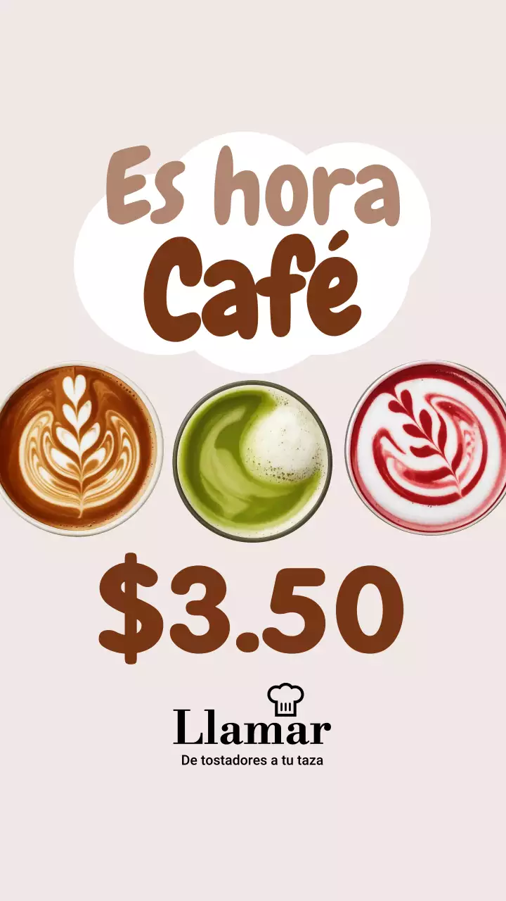 Publicación de Instagram para promocionar un café moderno beige