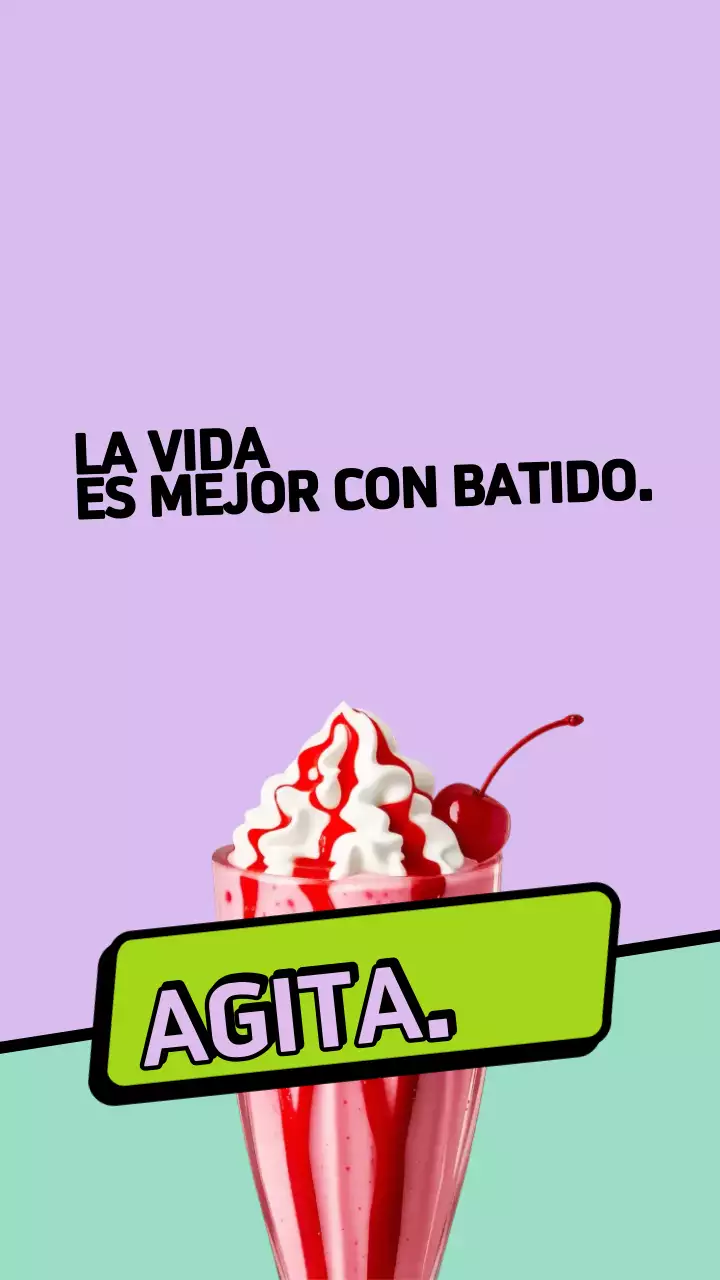 Anuncio de batido retro morado y verde