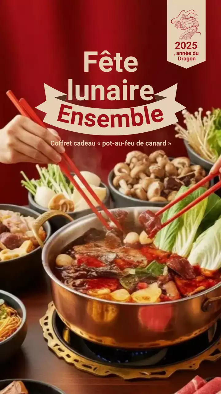 Invitation à un Hotpot traditionnel rouge sur Instagram