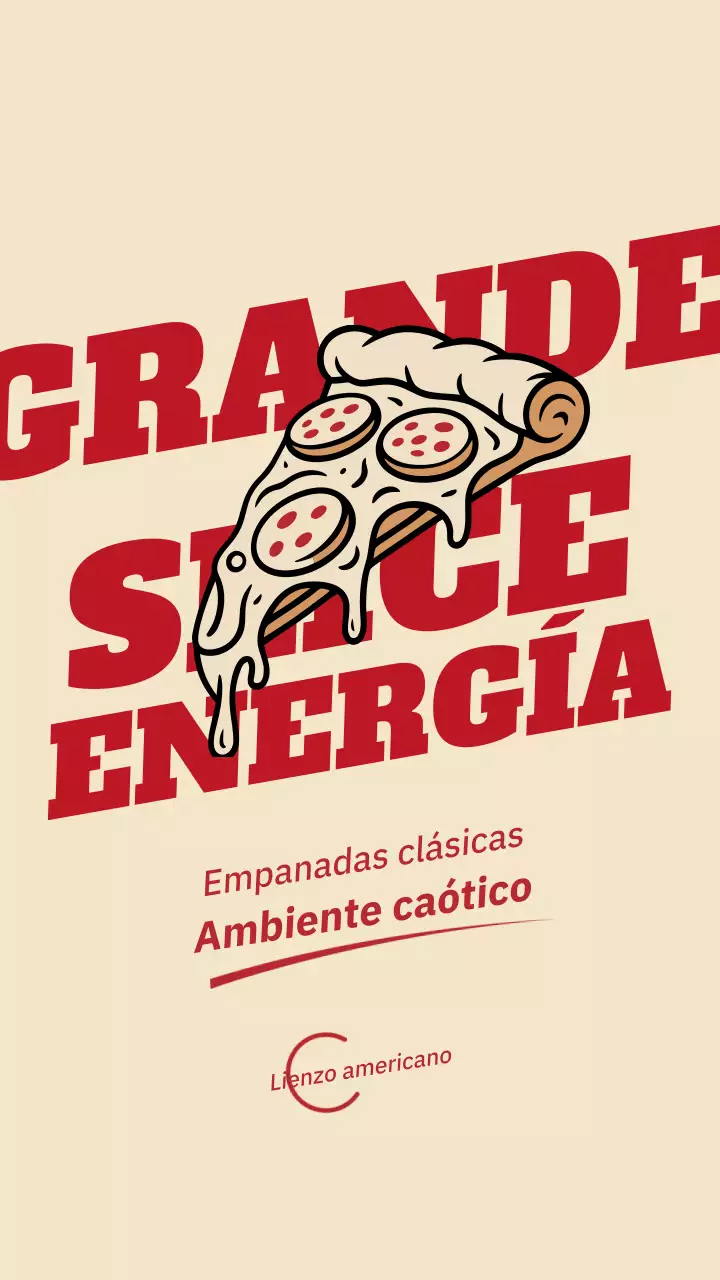 Publicación de Instagram de un anuncio de pizza retro roja