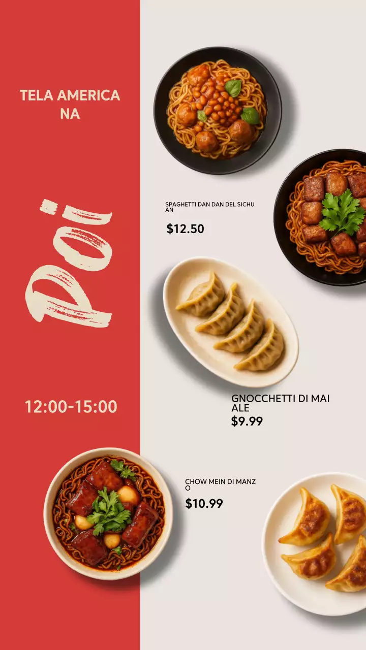 Storia di Instagram promozionale del menu Red Modern Noodle
