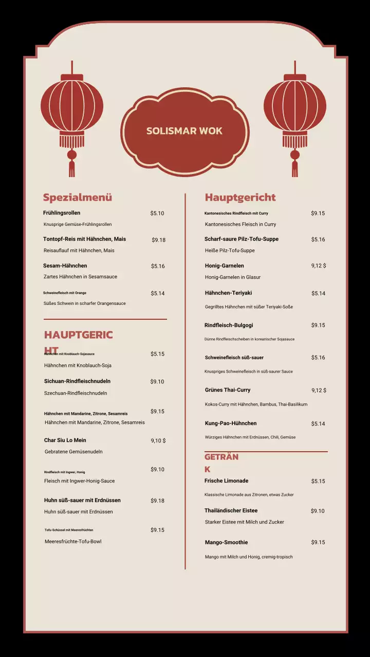 Beige Traditionelle Restaurant-Menü-Instagram-Story