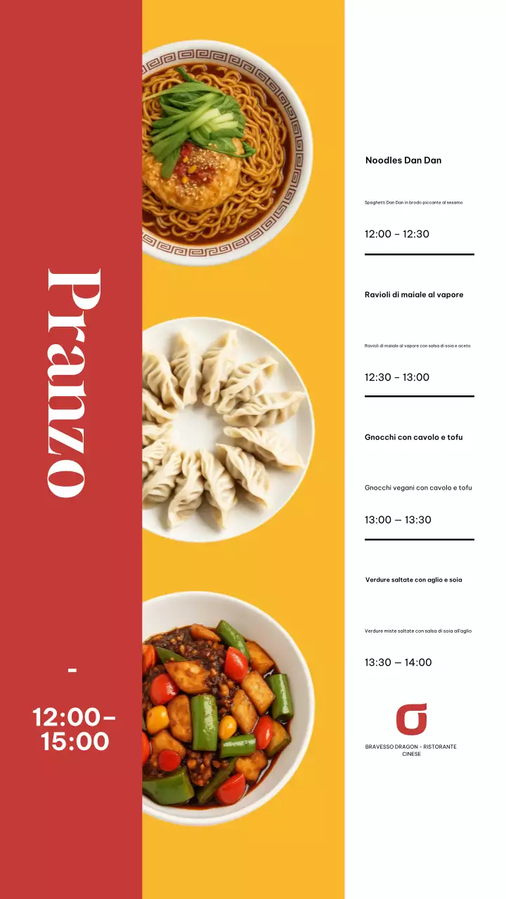 Storia di Instagram del menu pranzo moderno rosso
