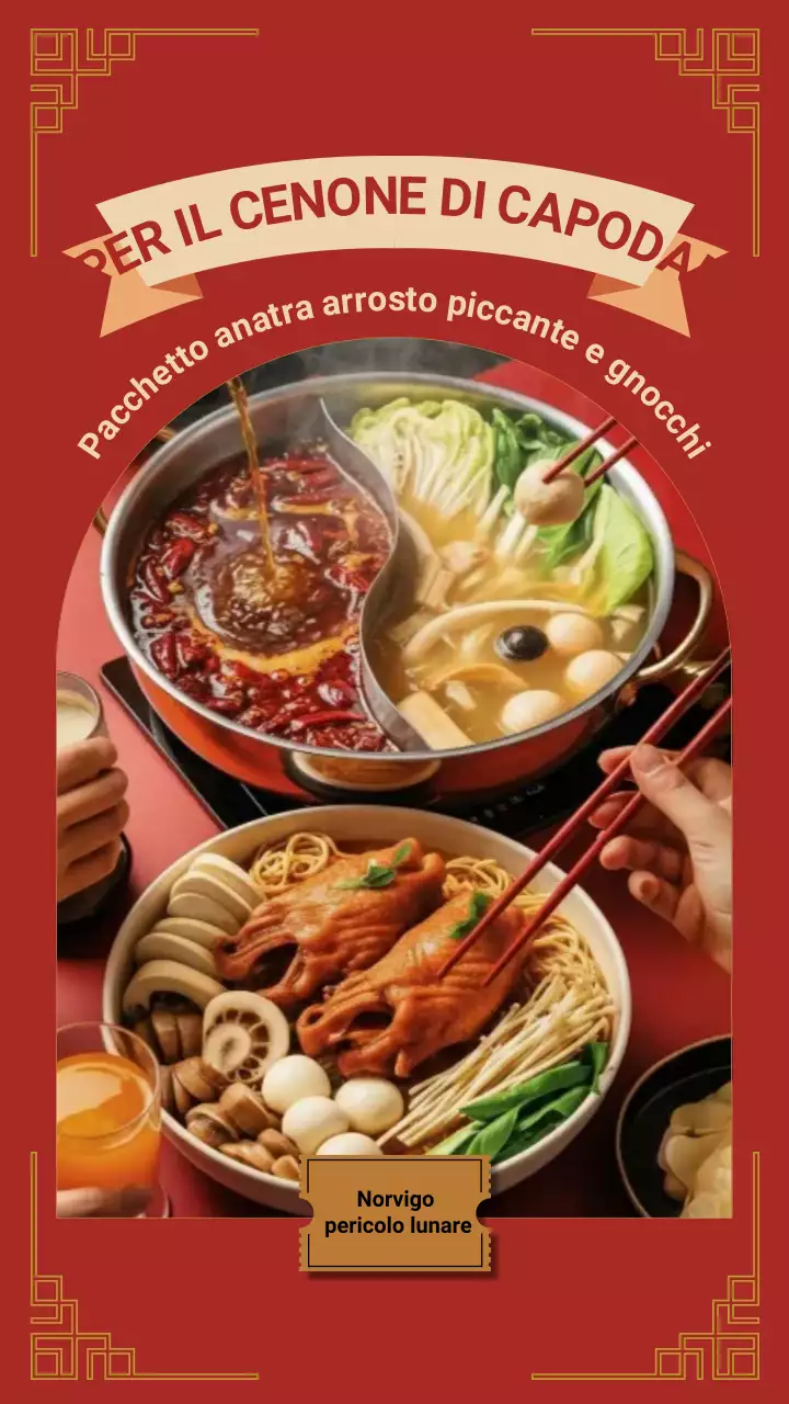 Storia di Instagram sulla promozione del cibo tradizionale rosso