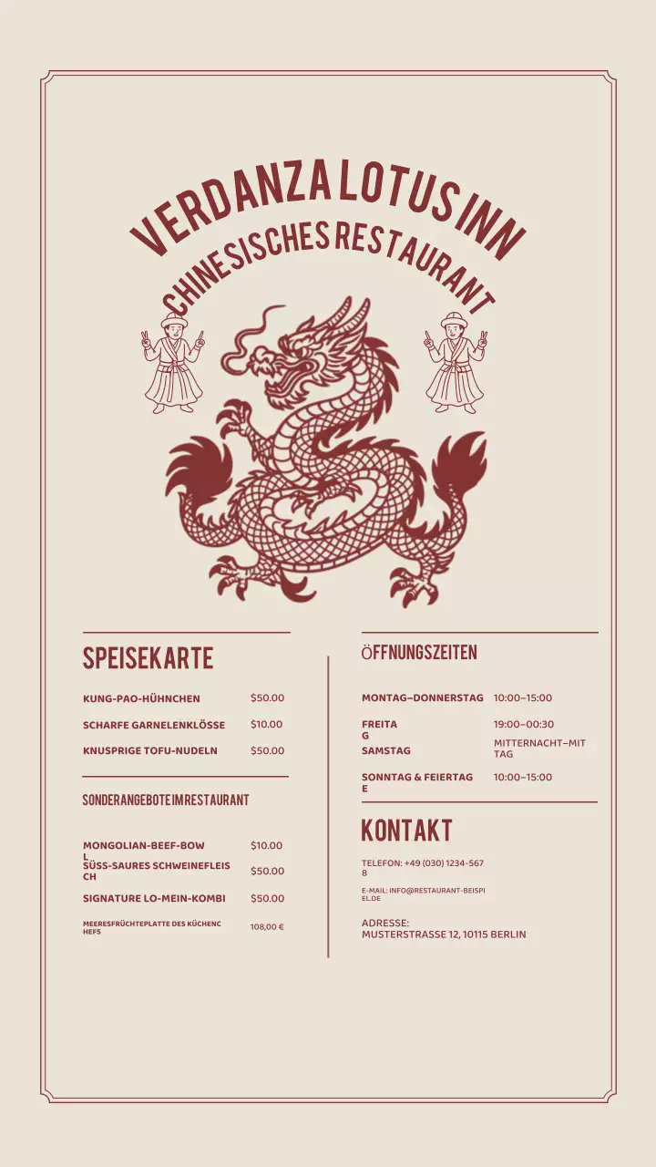 Beige Traditionelle Restaurant-Menü-Instagram-Story