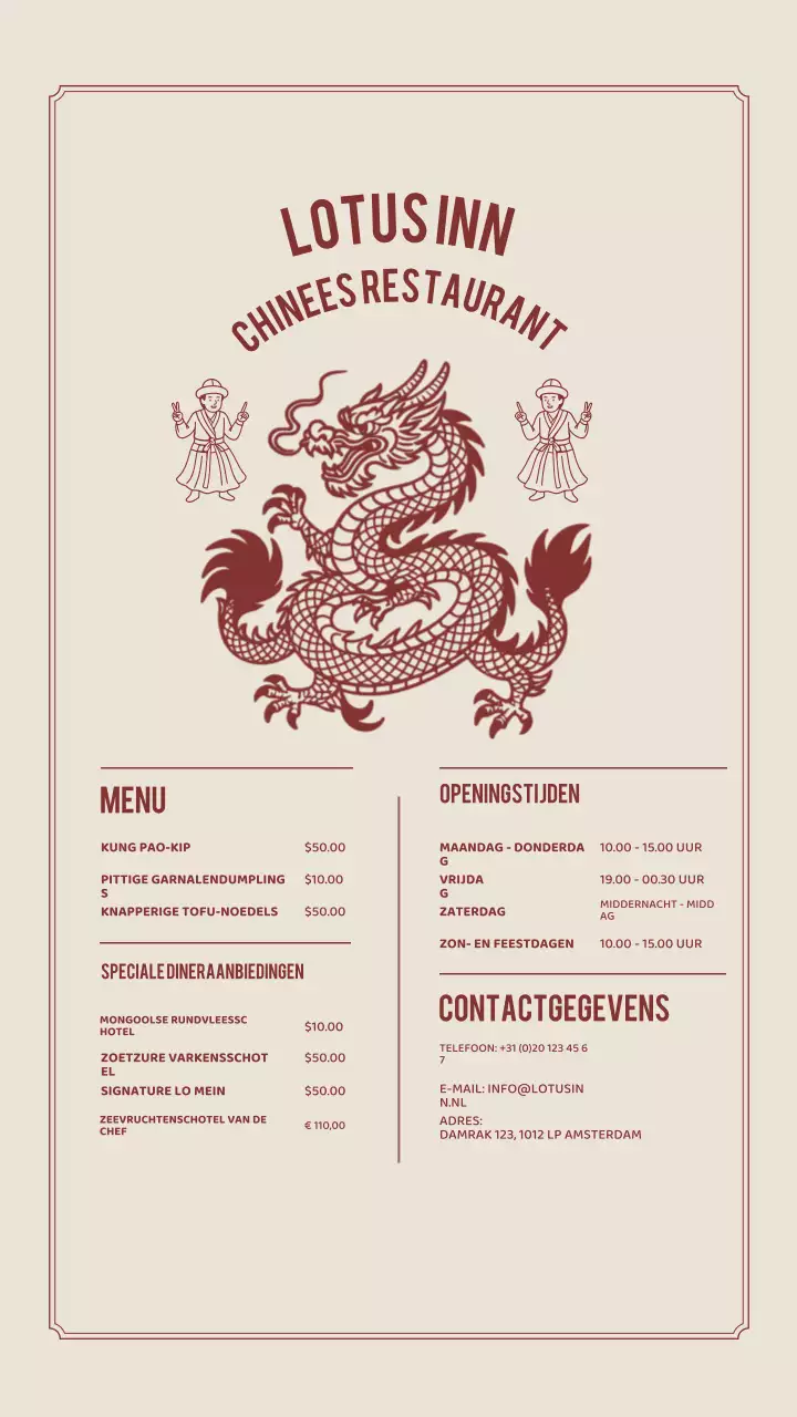 Beige Traditioneel Restaurantmenu Instagramverhaal