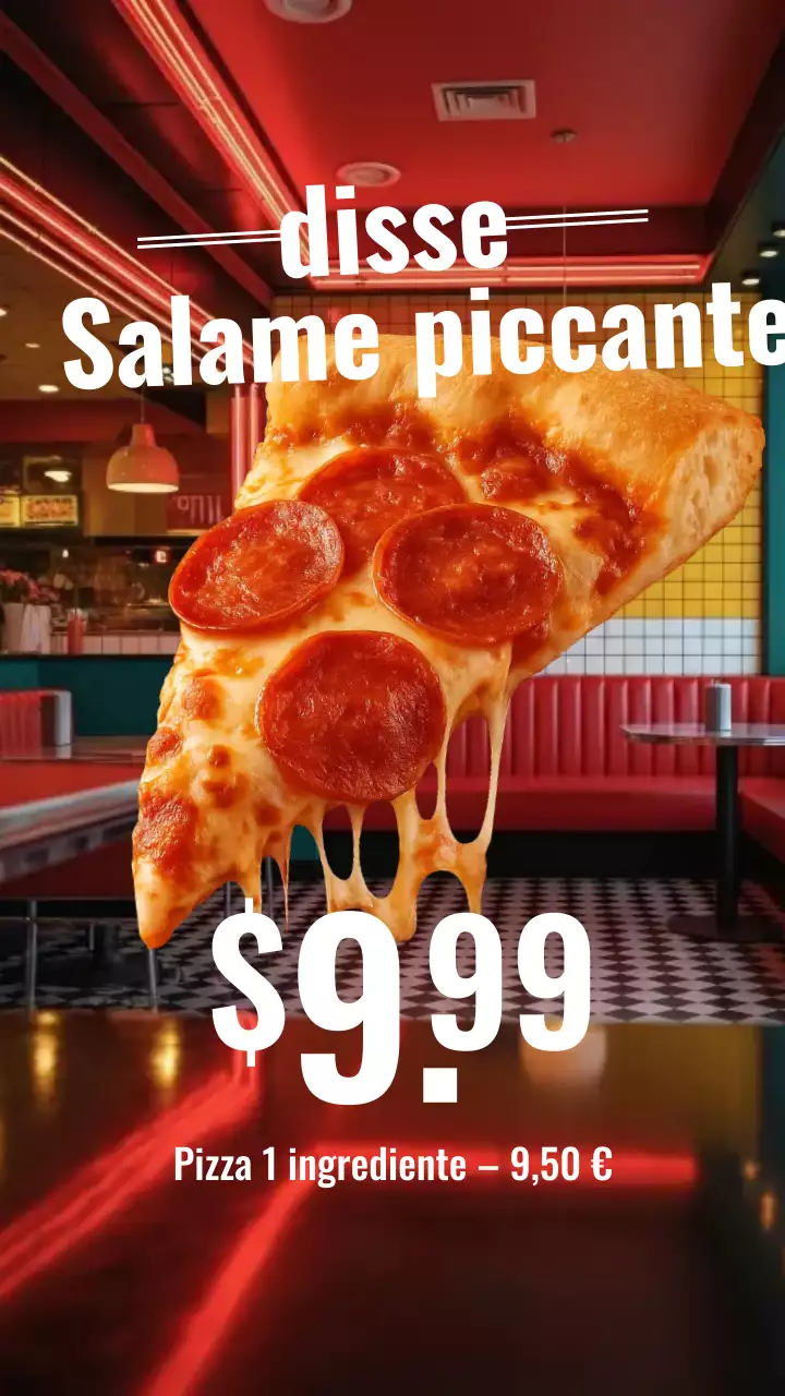 Post di Instagram promozionale della pizza retrò rossa