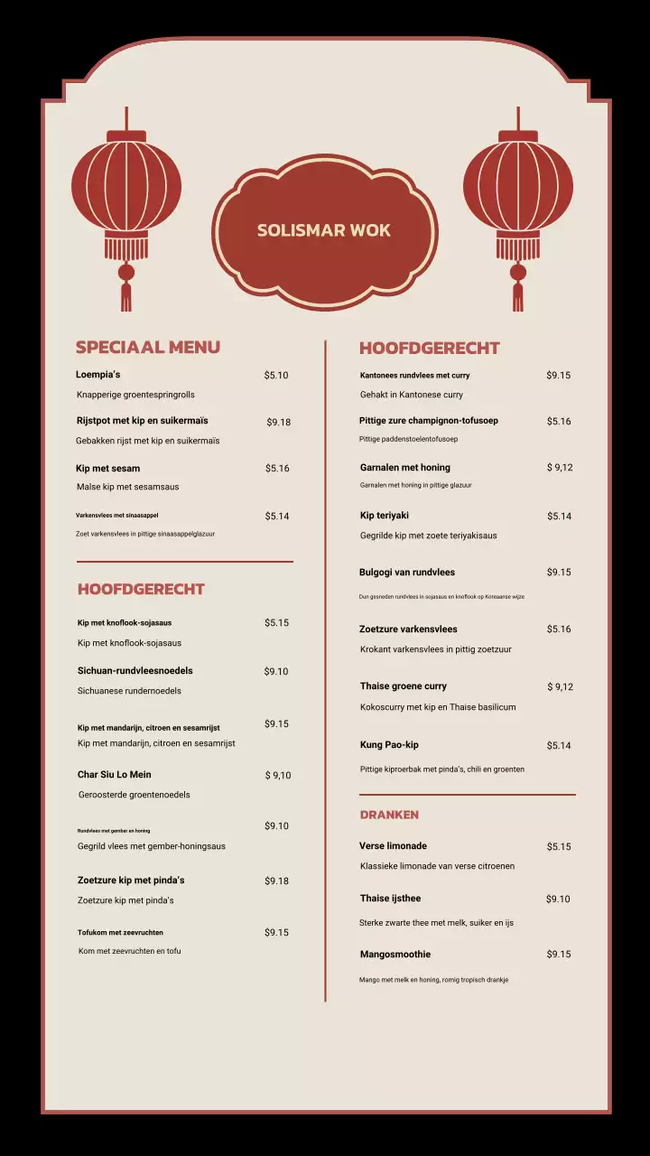 Beige Traditioneel Restaurantmenu Instagramverhaal