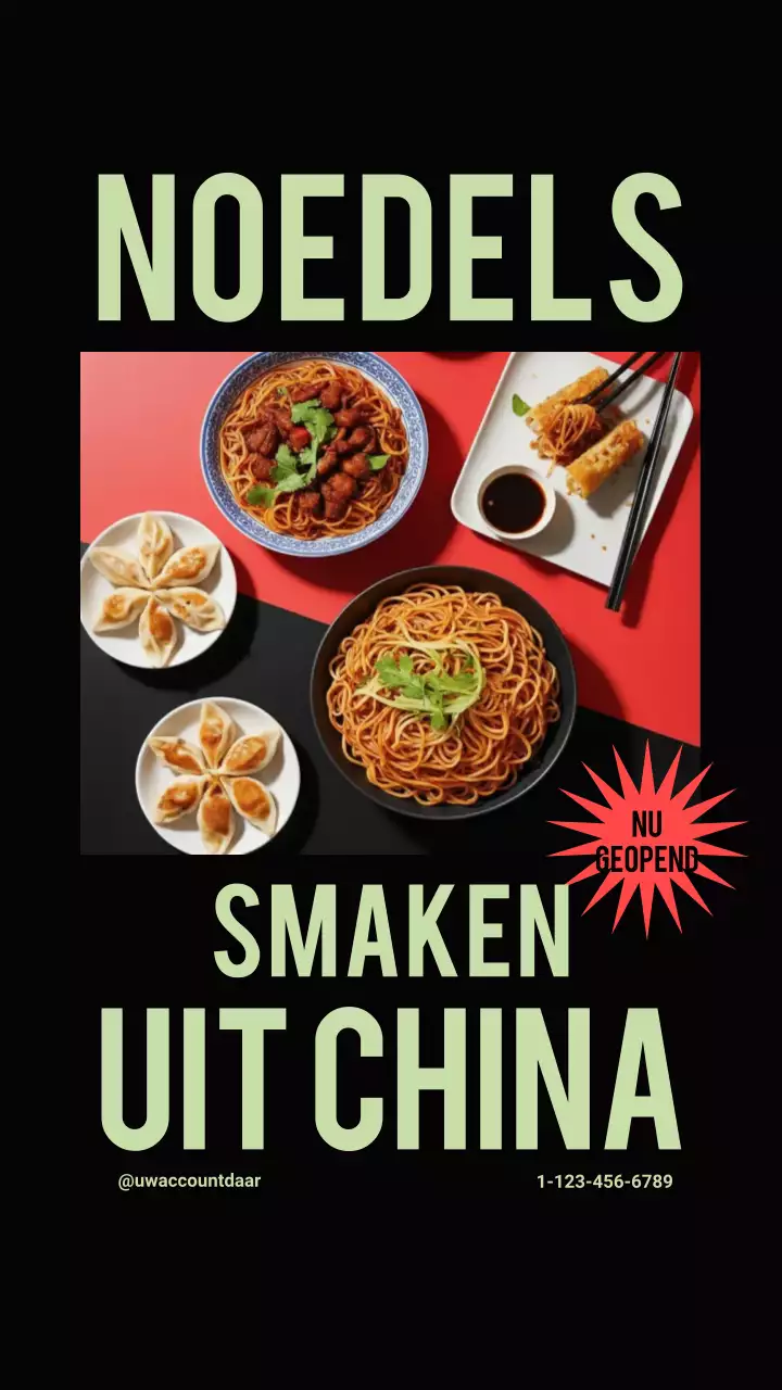 Zwarte moderne Chinese menu-advertentie Instagram-verhaal