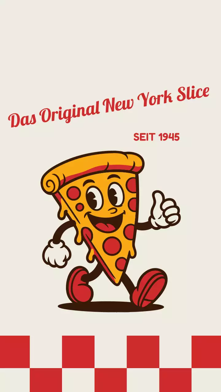 Instagram-Beitrag mit Werbung für beige Retro-Pizza