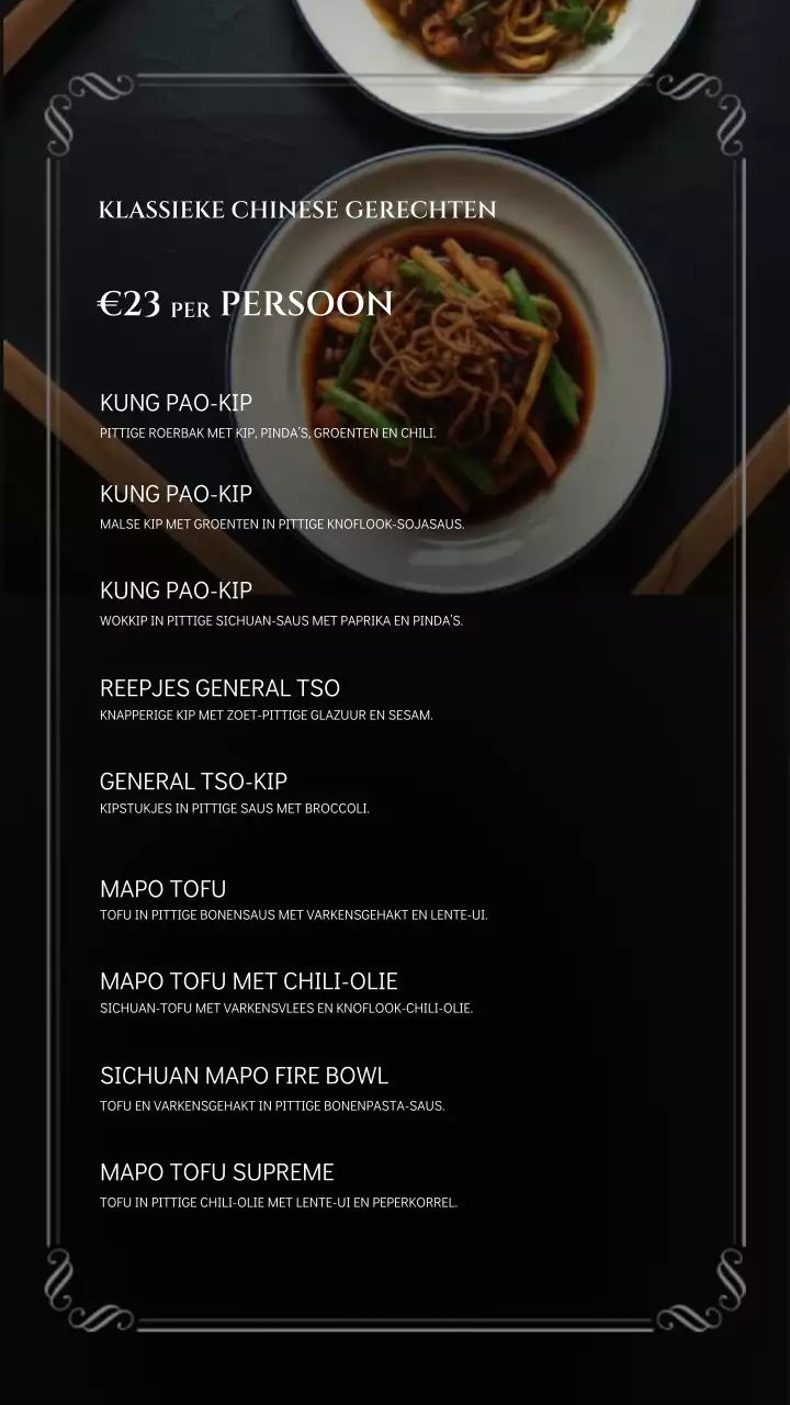 Instagramverhaal van het elegante Chinese menu