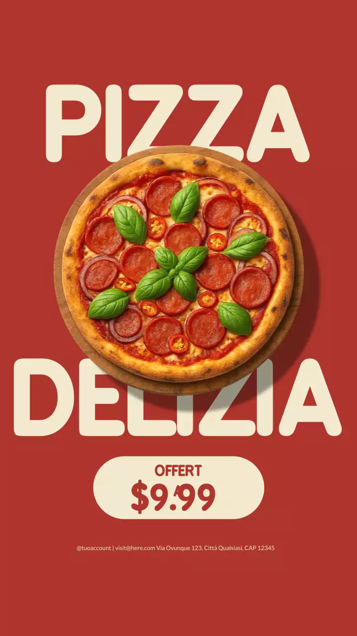Post di Instagram promozionale di Red Bold Pizza