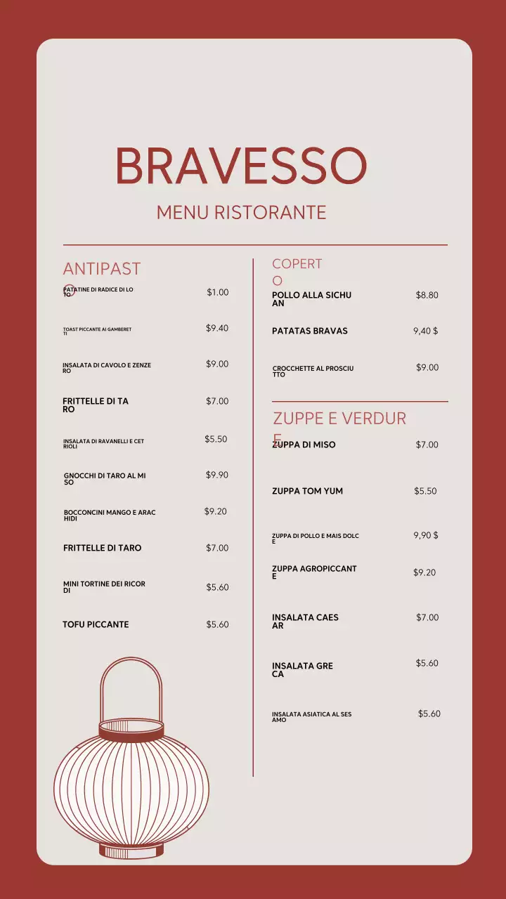 Storia di Instagram del design del menu del ristorante elegante rosso