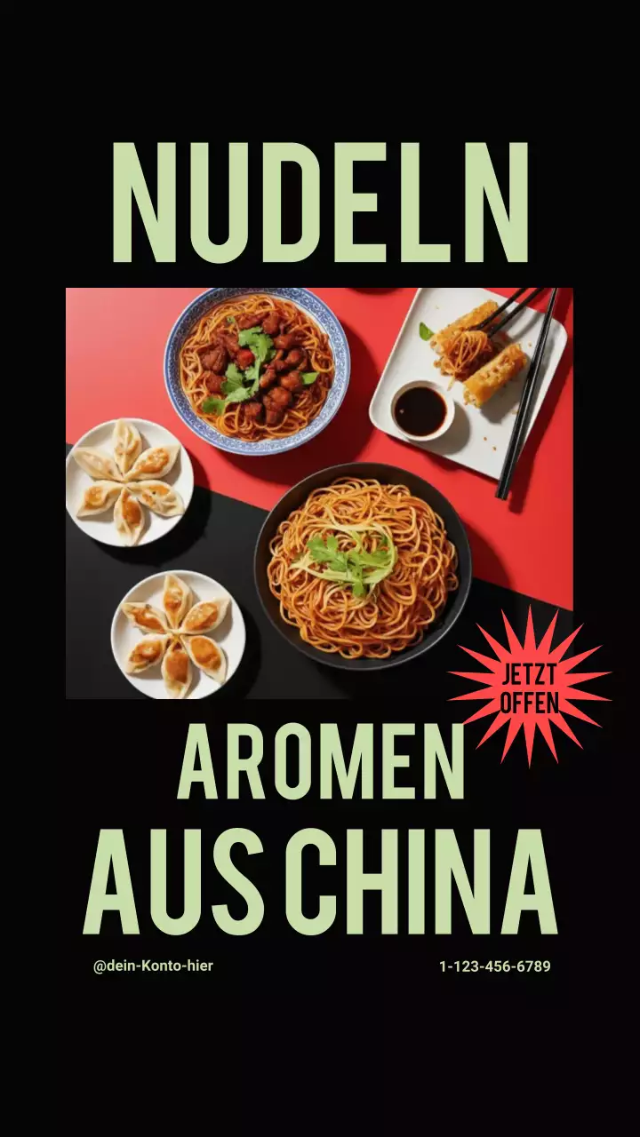 Schwarze moderne chinesische Speisekarte – Instagram-Story