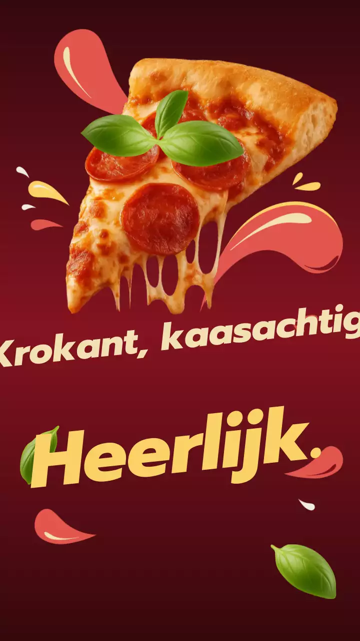 Instagram-bericht met rode, opvallende pizza-advertentie