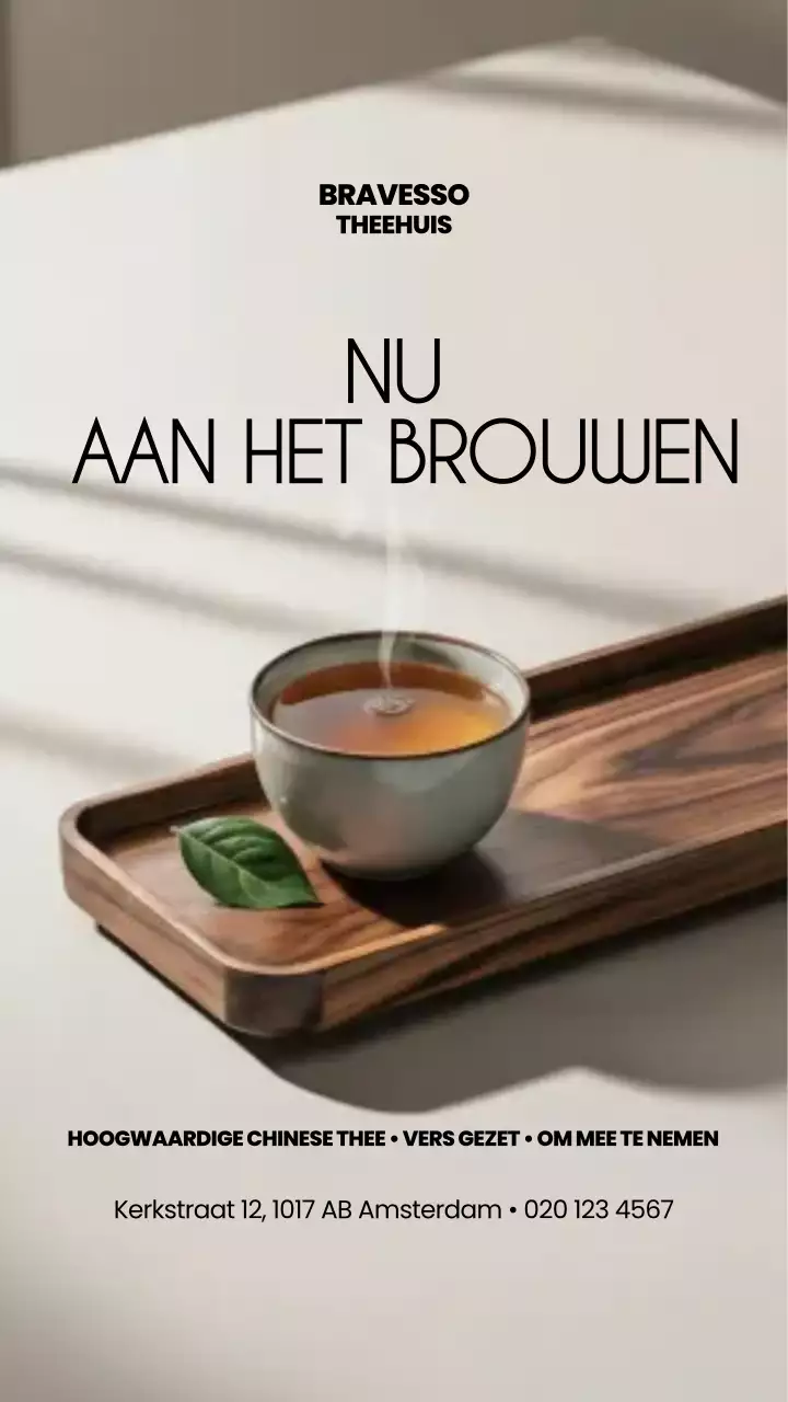 Instagram-bericht met reclame voor bruine minimalistische thee