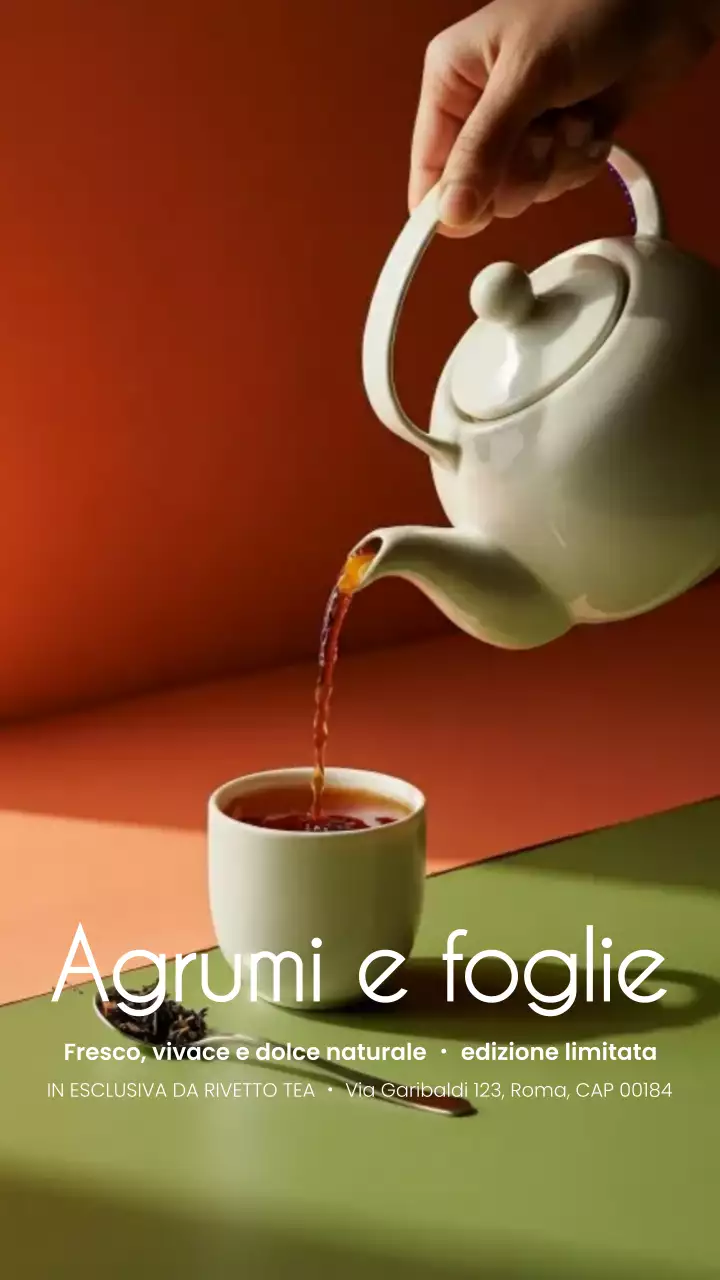 Pubblicità del tè moderno all'arancia - Storia di Instagram