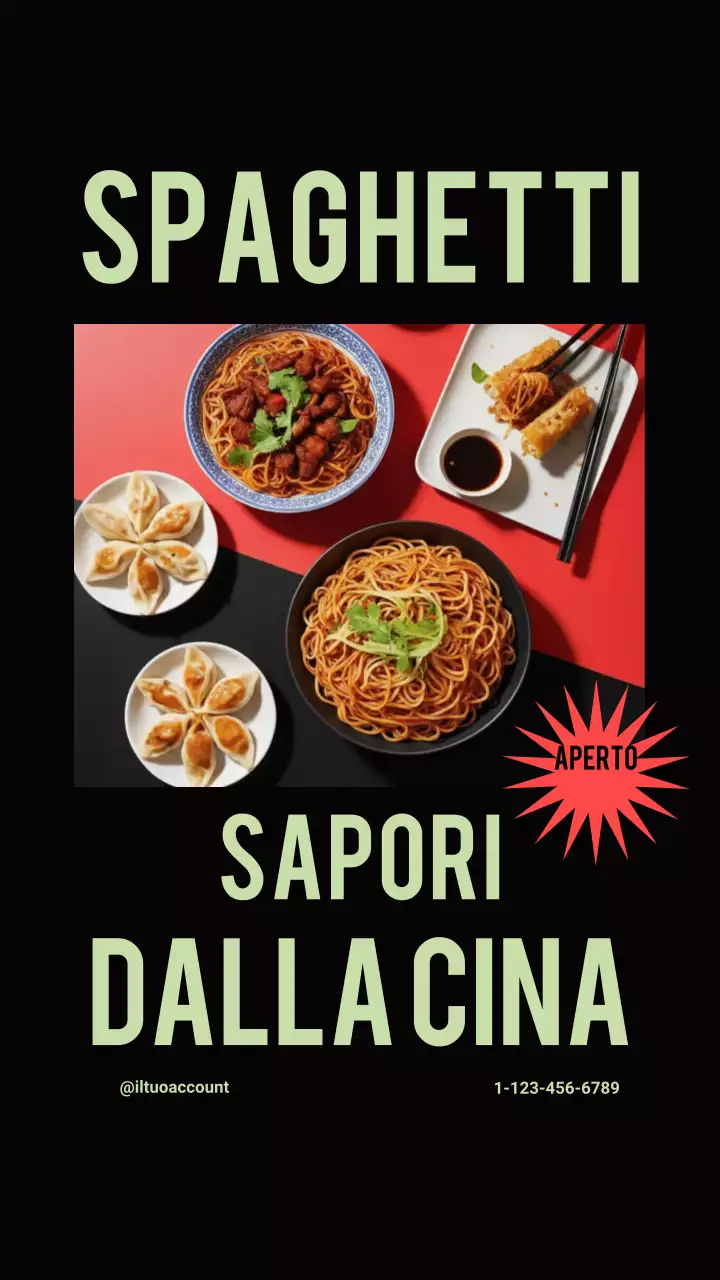 Pubblicità del menu cinese moderno nero su Instagram