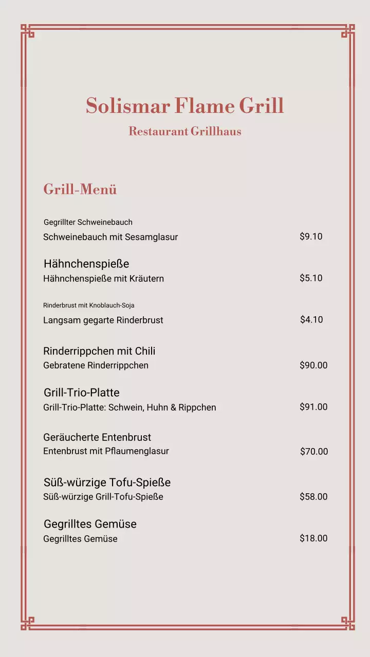 Beige Classic BBQ Menü Instagram Story