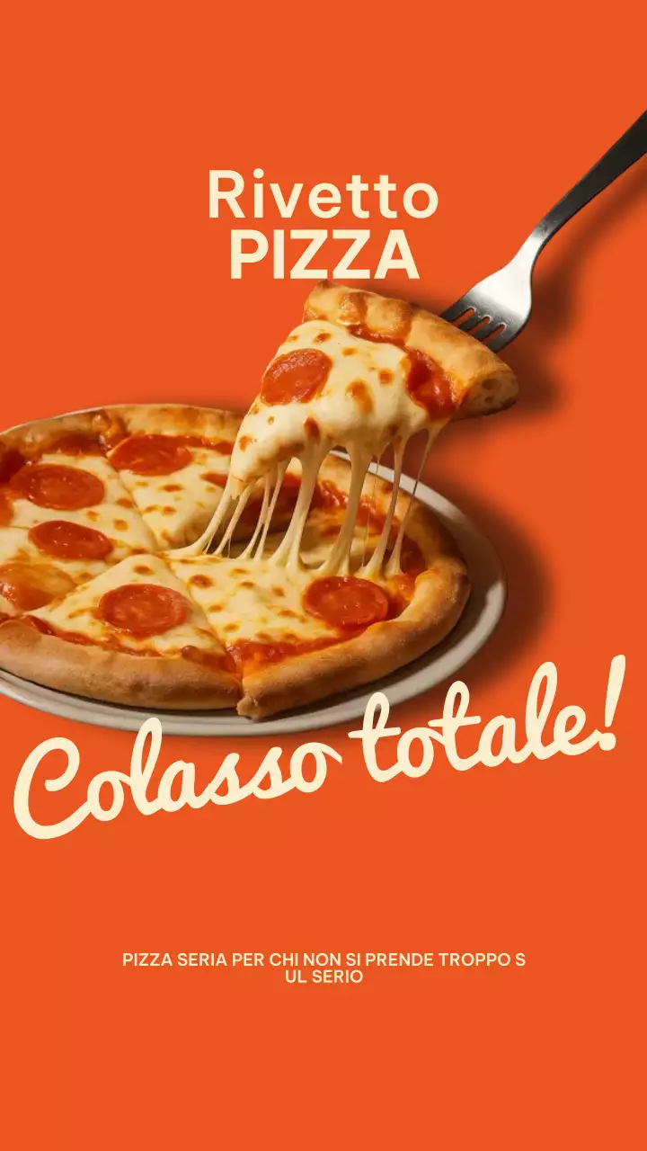 Post su Instagram con pubblicità di pizza retrò arancione