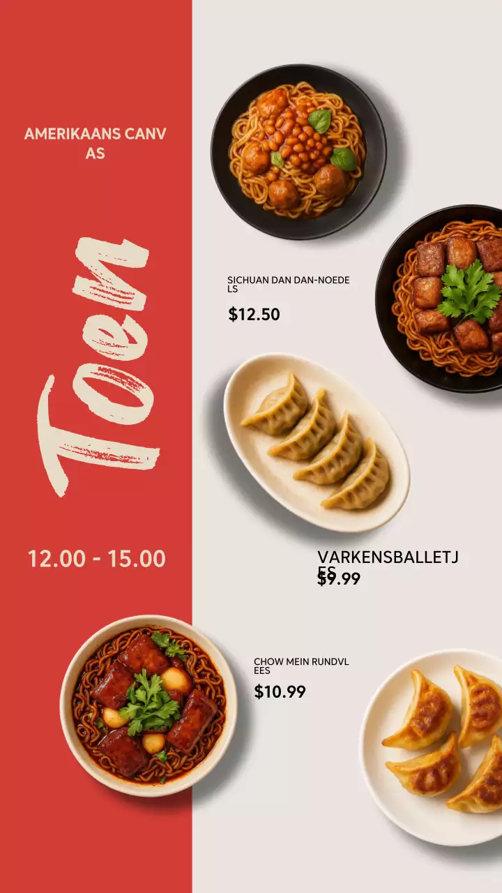 Instagramverhaal over de promotie van het Red Modern Noodle Menu
