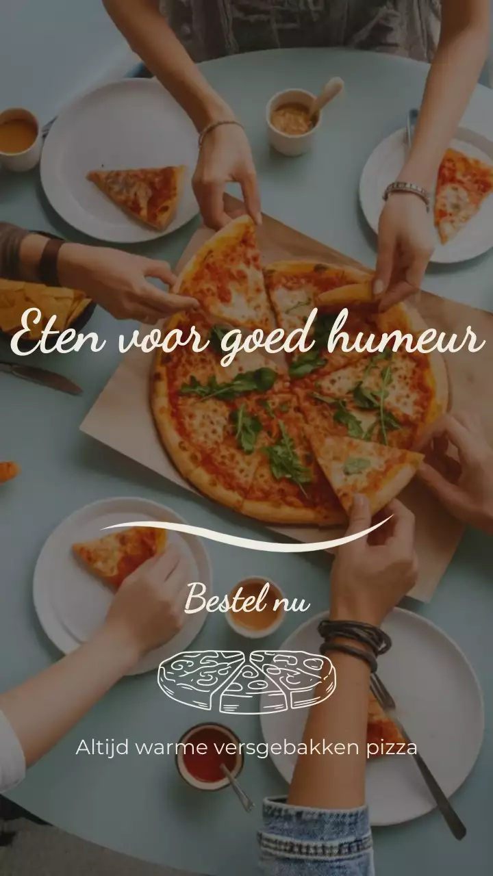 Beige moderne pizza-advertentie op Instagram