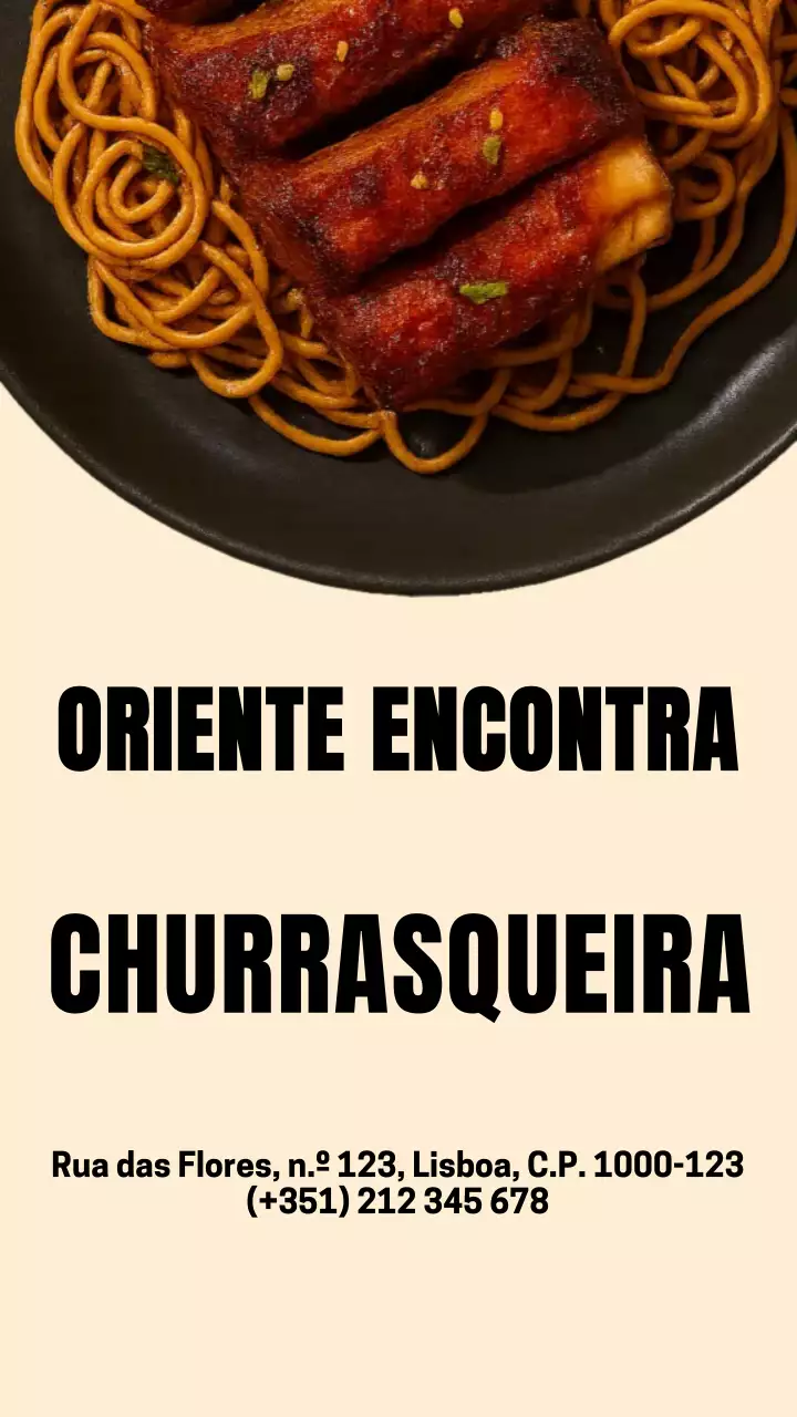 História do Instagram para promoção de restaurante moderno bege