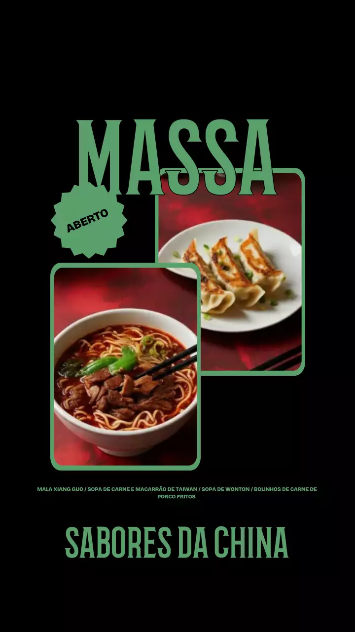História do Instagram para promoção do macarrão moderno verde