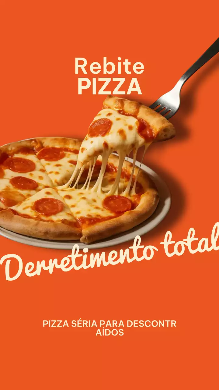 Publicação de pizza retrô laranja no Instagram