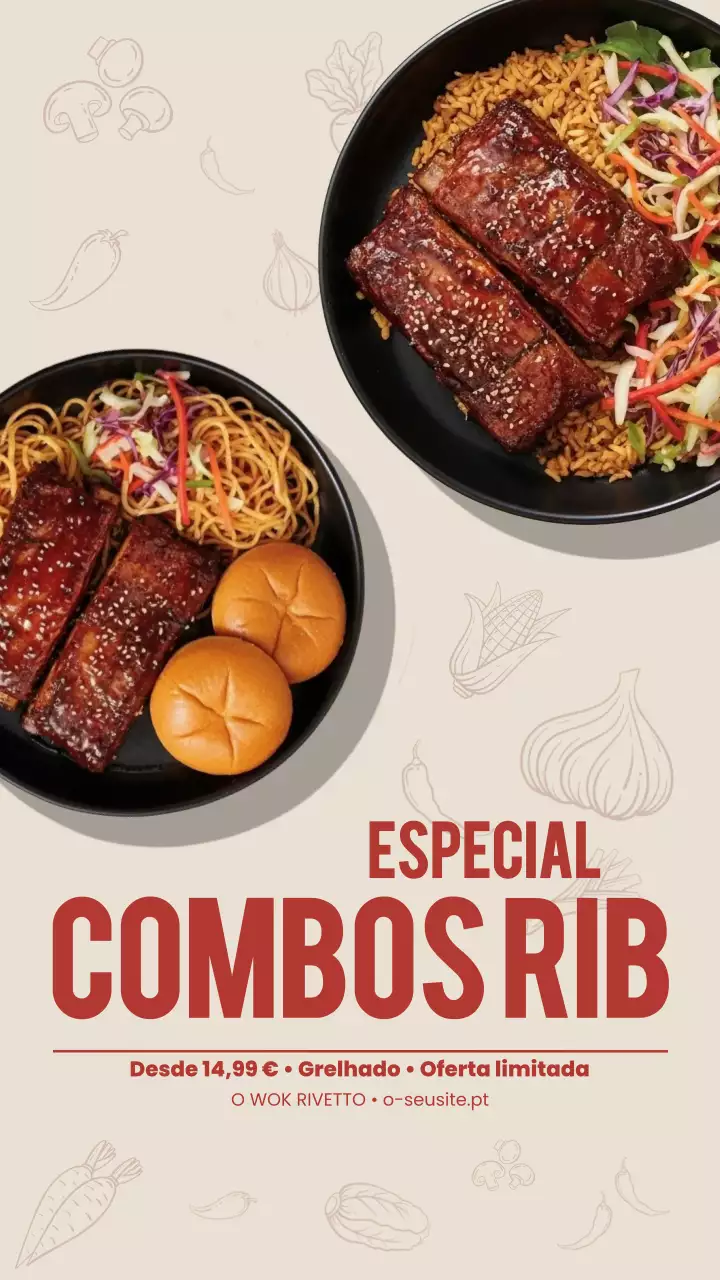 História do Instagram de promoção de alimentos em negrito vermelho