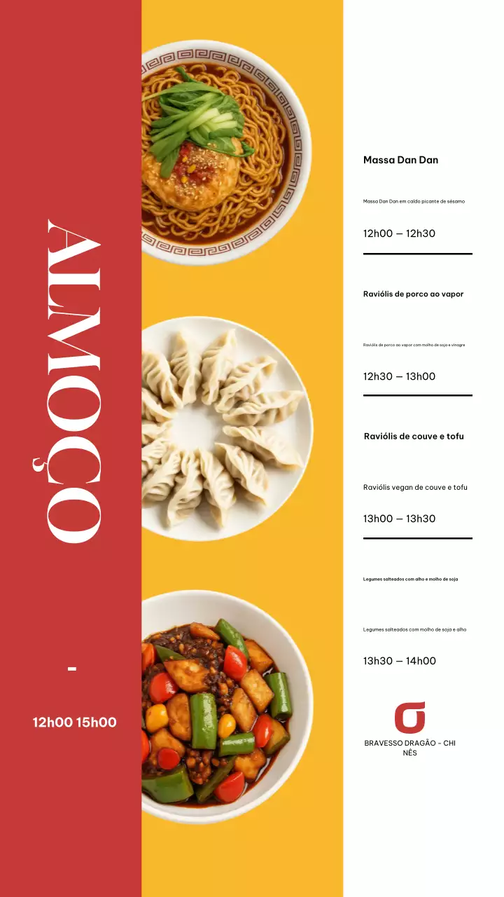 História do Instagram do Menu de Almoço Moderno Vermelho