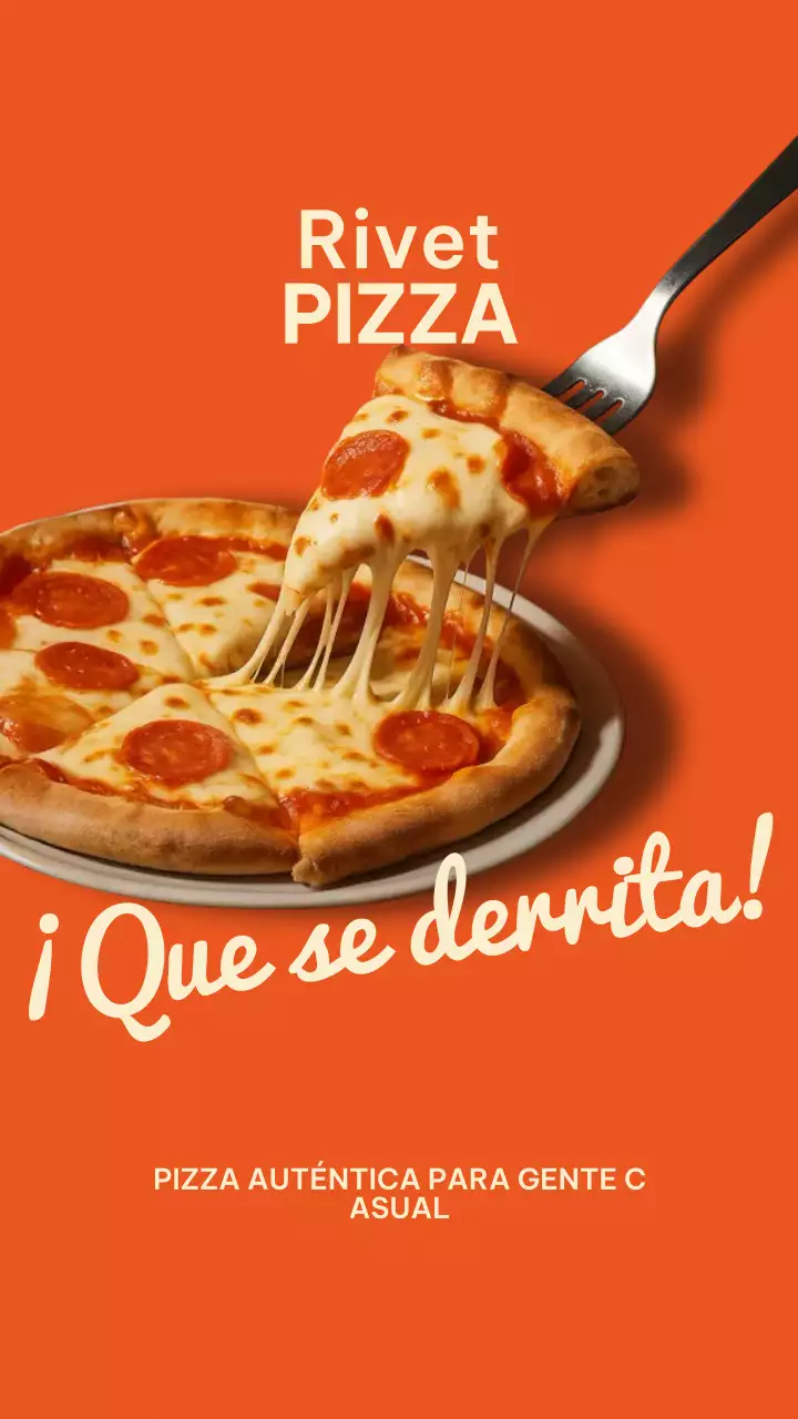 Publicación de Instagram de un anuncio de pizza retro naranja